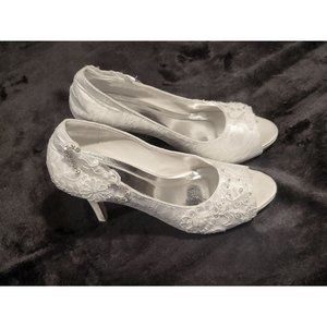 Custom Made Wedding Heels | Sparkling White Lace